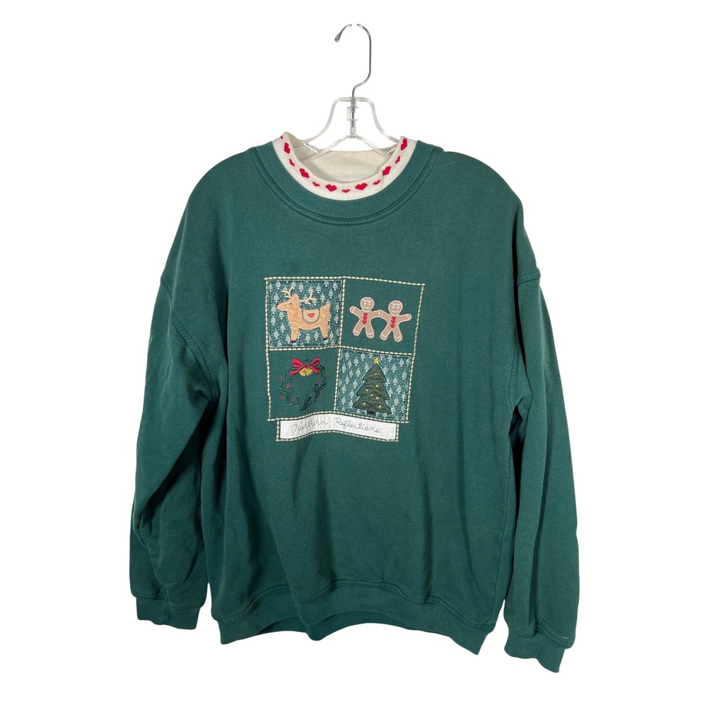 Vintage Northern Reflections Green Granny Christmas‎ Holiday Sweatshirt Large